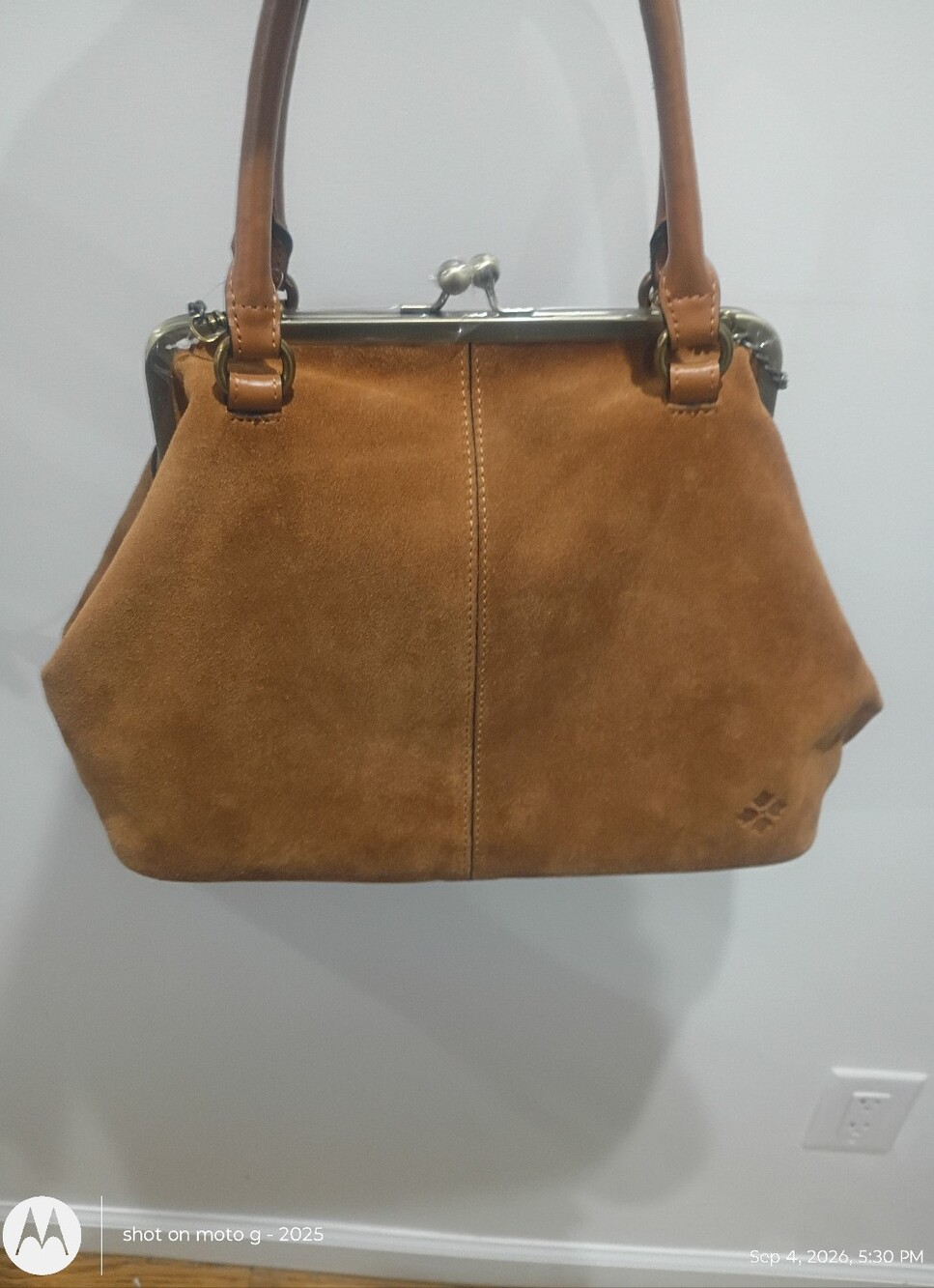 NWT | Patricia Nash Cora -Large Suede Oversized Kisslock Bag